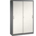 CP ACURADO Schiebetürenschrank 3 Fachböden, 2 Schließfächer, HxBxT 1950 x 1200 x 400 mm vulkangrau / perlweiß