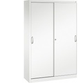 CP ACURADO Schiebetürenschrank 3 Fachböden, 2 Schließfächer, HxBxT 1950 x 1200 x 400 mm verkehrsweiß