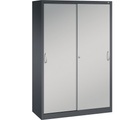CP ACURADO Schiebetürenschrank 3 Fachböden, 2 Schließfächer, HxBxT 1950 x 1200 x 500 mm schwarzgrau / weißalu