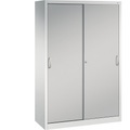 CP ACURADO Schiebetürenschrank 3 Fachböden, 2 Schließfächer, HxBxT 1950 x 1200 x 500 mm lichtgrau / weißalu