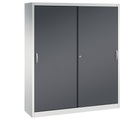 CP ACURADO Schiebetürenschrank 6 Fachböden, 2 Schließfächer, HxBxT 1950 x 1600 x 400 mm lichtgrau / schwarzgrau