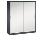 CP ACURADO Schiebetürenschrank 6 Fachböden, 2 Schließfächer, HxBxT 1950 x 1600 x 500 mm schwarzgrau / lichtgrau
