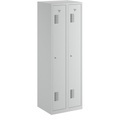 QUIPO Garderobenschrank Breite 600 mm, 2 Abteile à 298 mm, mit Zylinderschloss komplett lichtgrau