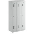 QUIPO Garderobenschrank Breite 900 mm, 3 Abteile à 298 mm, mit Zylinderschloss komplett lichtgrau