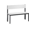 Sitzbank Basic Plus, 1-seitig, Rückenlehne, ohne Schuhrost, 4-Fußgestell schwarzgrau RAL 7021, B 1000 mm, Dekor weiß