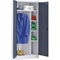 QUIPO Stahlschrank mit Sockel 1 Garderobenleiste, 1 Ablageboden, 3 Fachböden lichtgrau / basaltgrau
