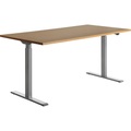 Topstar Schreibtisch, elektrisch höhenverstellbar BxT 1600 x 800 mm Platte Buche-Dekor, Gestell grau