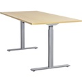 Topstar Schreibtisch, elektrisch höhenverstellbar BxT 1800 x 800 mm Platte Ahorn-Dekor, Gestell grau
