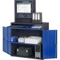 RAU Computer-Arbeitsstation Monitorgehäuse, 1 Ausziehboden Breite 1100 mm, anthrazit / enzianblau