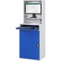 RAU Computer-Arbeitsstation Monitorgehäuse, 2 Ausziehböden Breite 650 mm, lichtgrau / enzianblau