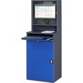 RAU Computer-Arbeitsstation Monitorgehäuse, 2 Ausziehböden Breite 650 mm, anthrazit / enzianblau
