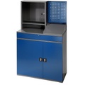RAU Computer-Arbeitsstation Monitorgehäuse, 2 Ausziehböden Breite 1100 mm, anthrazit / enzianblau
