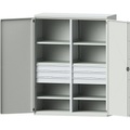 EUROKRAFTpro Schwerlastschrank JUMBO aus Stahlblech, 6 Fachböden, 6 Schubladen 120 mm hoch, lichtgrau/lichtgrau
