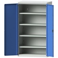 EUROKRAFTpro Schwerlastschrank aus Stahl, 4 durchgehende Fachböden, lichtgrau/lichtblau