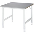 RAU Arbeitstisch, höhenverstellbar, 760 - 1080 mm, Edelstahl-Platte, BxT 1000 x 1000 mm