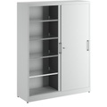 EUROKRAFTbasic Schiebetürenschrank, Stahlkorpus, HxBxT 1950 x 1000 x 500 mm, grau
