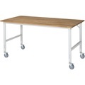 RAU Fahrbarer Arbeitstisch, Gestell 60 x 30 mm, Platten-BxT 2000 x 1000 mm, Buche-Massivholzplatte