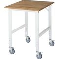 RAU Fahrbarer Arbeitstisch, Gestell 60 x 30 mm, Platten-BxT 750 x 1000 mm, Buche-Massivholzplatte