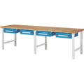 EUROKRAFTpro Werkbank, Baukastensystem, 4 Hängeschubladen, BxT 3000 x 900 mm