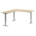 Eckschreibtisch Atlanta, elektrische Höhenverstellung, links, BxT 1800 x 2000 mm, Eiche/silber