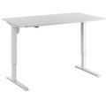 Schreibtisch Venla, elektrische Höhenverstellung, gerade, BxT 1400 x 800 mm, lichtgrau/weiß