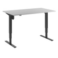 Schreibtisch Atlanta, elektrische Höhenverstellung, gerade, BxT 1400 x 800 mm, lichtgrau/schwarz