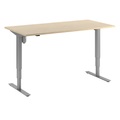 Schreibtisch Atlanta, elektrische Höhenverstellung, gerade, BxT 1600 x 800 mm, Birke/silber