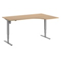 Eckschreibtisch Atlanta, elektrische Höhenverstellung, rechts, BxT 1800 x 1200 mm, Buche/silber