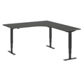 Eckschreibtisch Atlanta, elektrische Höhenverstellung, rechts, BxT 1800 x 2000 mm, dunkelgrau/schwarz
