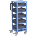eurokraft pro Euro-Transportwagen CustomLine, für Behälter-LxB 400 x 300 mm, blau, mit 5 Kästen, 120 mm hoch