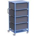 eurokraft pro Euro-Transportwagen CustomLine, für Behälter-LxB 800 x 600 mm, blau, mit 4 Kästen, 320 mm hoch