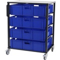 eurokraft pro, eurokraft pro Euro-Transportwagen CustomLine, für Behälter-LxB 600 x 800 mm, grau, mit 4 Kästen, 210 mm hoch