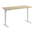 Schreibtisch Atlanta Trend, elektrisch höhenverstellbar, gerade, abgerundete Ecken, BxT 1600 x 800 mm, Eiche/weiß