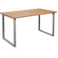 Mehrzwecktisch DUO-O, gerade Platte, BxT 1400 x 800 mm, Buche, silber
