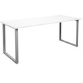Mehrzwecktisch DUO-O, gerade Platte, BxT 1800 x 800 mm, weiß, silber