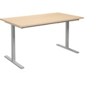 Mehrzwecktisch DUO-T, gerade Platte, BxT 1400 x 800 mm, Birke, silber