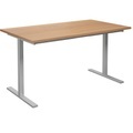 Mehrzwecktisch DUO-T, gerade Platte, BxT 1400 x 800 mm, Buche, silber