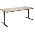 Mehrzwecktisch DUO-T, gerade Platte, BxT 1800 x 800 mm, Eiche, schwarz