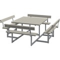 Gruppensitzbank für 8 Personen, LxT 2240 x 2240 mm, mit 4 Rückenlehnen, graubraun