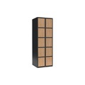 Schließfachschrank Fydor, 5 Fächer, grau / Eiche, B 600 mm, 2 Abteile, flache Dachform, Zylinderschloss