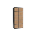 Schließfachschrank Fydor, 5 Fächer, grau / Eiche, B 800 mm, 2 Abteile, flache Dachform, Zylinderschloss