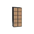 Schließfachschrank Fydor, 5 Fächer, grau / Eiche, B 800 mm, 2 Abteile, schräge Dachform, Zylinderschloss