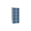 Schließfachschrank Fydor, 5 Fächer, lichtgrau / brillantblau, B 800 mm, 2 Abteile, schräge Dachform, Zylinderschloss