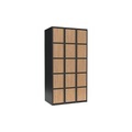 Schließfachschrank Fydor, 5 Fächer, grau / Eiche, B 900 mm, 3 Abteile, flache Dachform, Zylinderschloss