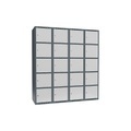 Schließfachschrank Fydor, 5 Fächer, blaugrau / lichtgrau, B 1200 mm, 4 Abteile, flache Dachform, Zylinderschloss