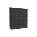 Schließfachschrank Fydor, 5 Fächer, grau, B 1200 mm, 4 Abteile, schräge Dachform, Zylinderschloss