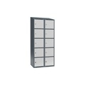 Schließfachschrank Fydor, 5 Fächer, blaugrau / lichtgrau, B 800 mm, 2 Abteile, schräge Dachform, Vorhängeschloss