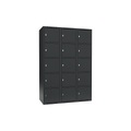 Schließfachschrank Fydor, 5 Fächer, grau, B 1200 mm, 3 Abteile, flache Dachform, Vorhängeschloss