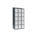 Schließfachschrank Fydor, 5 Fächer, blaugrau / lichtgrau, B 900 mm, 3 Abteile, schräge Dachform, Vorhängeschloss