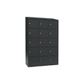 Schließfachschrank Fydor, 5 Fächer, grau, B 1200 mm, 3 Abteile, schräge Dachform, Vorhängeschloss
